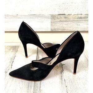 Boden Adrianna Courts Womens 10 Black Suede Slip On Heels Designer Workwear